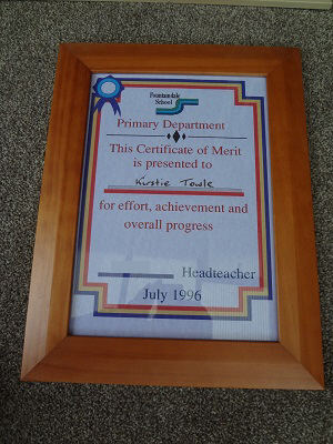 Kirstie Anne Towle, school certificate 1996